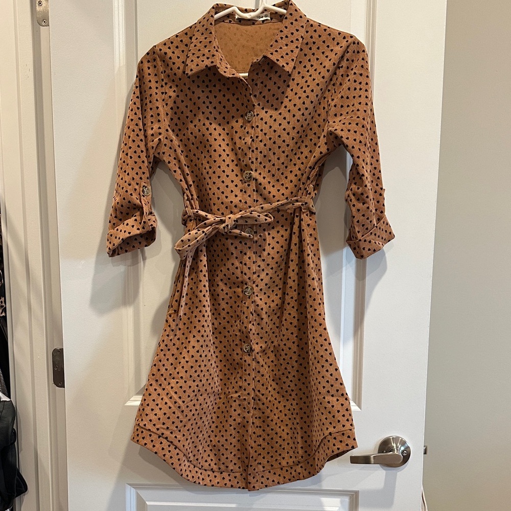 Chic Heart Polka Dot Button-Up Mini Dress